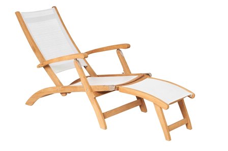 Traditional Teak KATE deckchair (White)