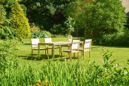 Traditional Teak KATE stacking chair (white)