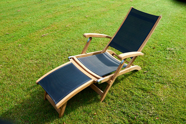 Traditional Teak KATE deckchair (White)