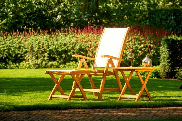 Traditional Teak KATE footstool (white)