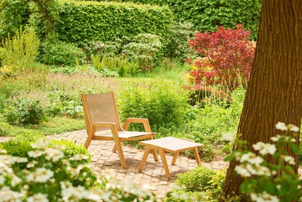 Traditional Teak KATE Lazy lounge chair (taupe)