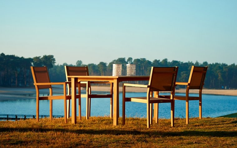 Traditional Teak KATE stacking chair (black)